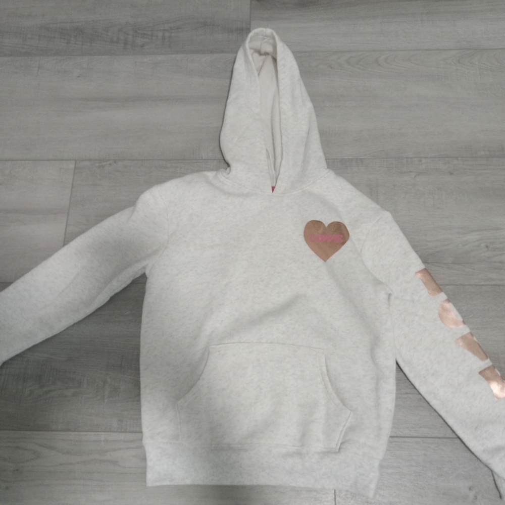Gray Hoodie with Pink Heart Accents - Picture 2 of 3